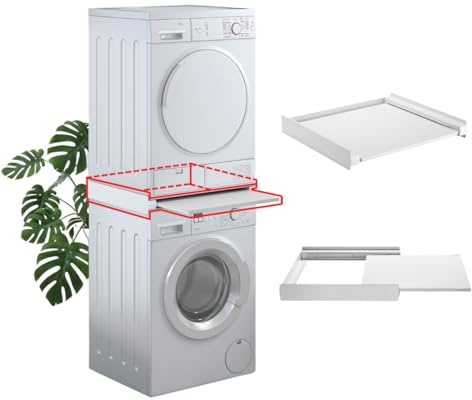 Tower pro - Kit de superposición lavadora + secadora, Soporte para superponer lavadora y secadora, con estante extraíble SUPSLW001