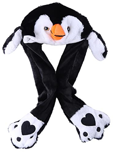 BYNYXI Beweglichen Ohren Hut, LED Plüsch Hase Hut Tier Kaninchen Pinguin Wackelohren Hut Lustige Plüschhut Bewegliche Ohren Hasenohren Hut Halloween Hüpfmütze für Karneval Themenparty Fasching
