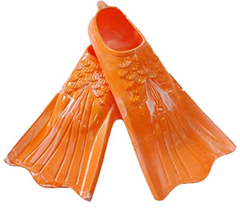 ENEN Schwimmflossen, Schnorchelflossen kurz Verstellbare Flossen für Kinder Erwachsene zum Schnorcheln, Schwimmen (Orange Weiß,XL(42-44 Meter))