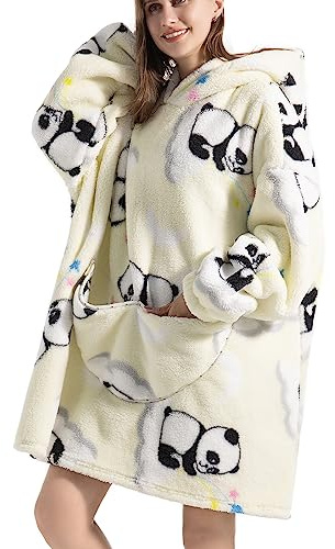 JOJJJOJ Übergroße Hoodie-Decke mit riesiger Tasche Bequeme Sherpa Fleece Decke Kapuzenpullover warmes Sweatshirt Bademantel für Damen Herren Teenager Geschenk