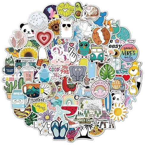 Water Bottle Stickers, Cute Vinyl Waterproof Stickers Cartoon Stickers Aesthetic Laptop Stickers for Phone Skateboard Scrapbook Luggage Car Decals for Adults Teens Kids Girls, Animal 100 pcs