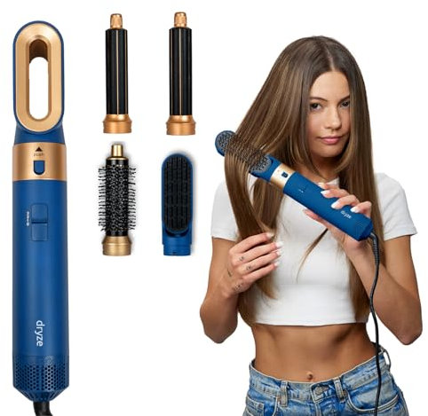 Dryze airstyler 5 in 1, lockenstab, haartrockner, warmluftbürste, föhnbürste, föhn… (Vinca Blue)