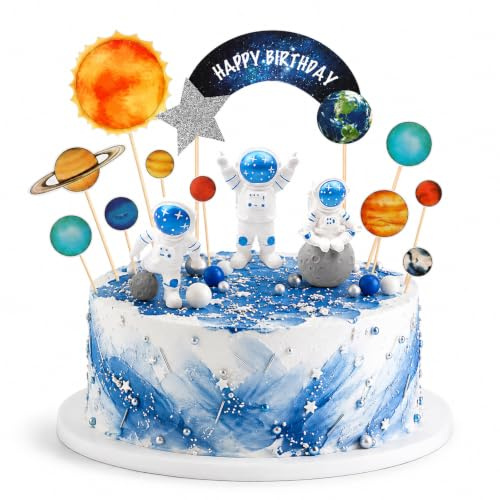 13 Stück Weltraum Kindergeburtstag, Tortendeko Weltraum, Tortendeko Junge | Fastronauten Deko Kuchen, Planeten Deko Kuchen für Geburtstage Kindertag und Partys mit Weltraumthema