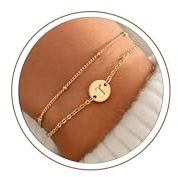 TINGN Bracelet en Or pour Femme Fille - Bracelet avec Lettre T Initiale Bracelet Femme | Bracelet Fille Or | Bracelet Femme Personnalisé | Bracelet avec Initiale Or Femme | Cadeau Anniversaire Femme
