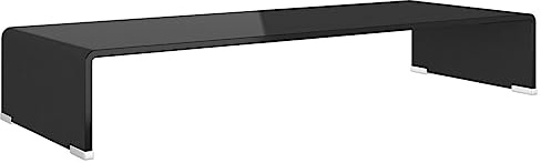 QZZCED TV-Sideboard Fernsehschrank TV-Ständer tv Tisch TV-Tisch/Bildschirmerhöhung Glas Schwarz 80x30x13 cm für Wohnzimmer Schlafzimmer Unterhaltungsgerät