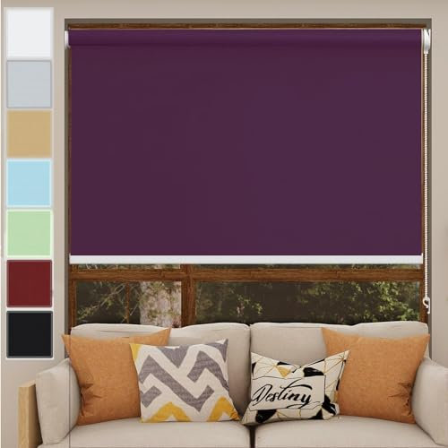 Rollo Klemmfix ohne Bohren 35 x 140 cm Einfache Installation, Klemmfix, Rollo Seitenzugrollo,Klemmrollo mit Klemmträger, für Fenster & Tür, Lila