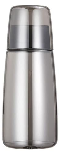 Bedside Water Bottle, Carafe and Glass Set, Bedside Nighttime Water Bottle Jug and Mug Set, Bathroom Mouthwash Dispenser, Glass with Lid 25oz/750ml (Grey)
