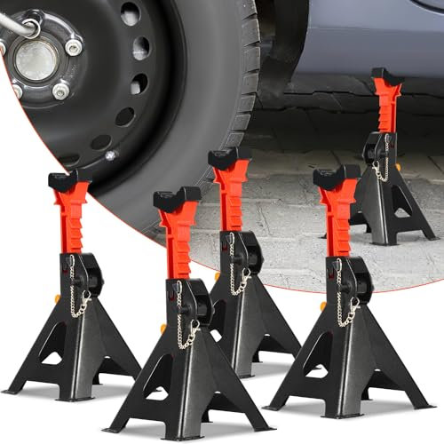 Hebitod Automotive - Juego de 4 caballete de apoyo para caravanas, para gato hidráulico, base de apoyo, altura regulable, acero, 3000 kg, carga de carga, uniforme y fiable, portabilidad