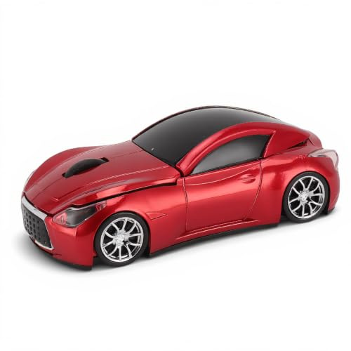 Yunseity 2,4-GHz-Auto-Funkmaus, Kabellose Auto-Maus mit Automatischem Schlafmodus für zu Hause für PC (Rot)