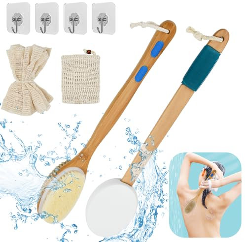 HEKOBAG 11 Stück Eincremehilfe für Rücken Ersatzpads Rückencremer Eincremehilfe Rückeneincremhilfe Rückenpflege Bürste Holz Rückenbürste mit Langem Stiel Duschbürste Rücken Badebürsten für Lotion