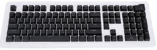 Plyisty 108 Tasten Deutsche Tastatur-Tastenkappen, ABS-durchscheinendes Mechanisches Tastatur-Tastenkappen-Set, für Tastaturen mit 61 64 68 84 87 96 98 100 104 108 Tasten (Black)