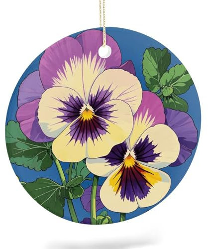 Keramik-hängende Stiefmütterchen-Perfektions-Druck, bedruckt, rund, Keramik, Weihnachtsdekoration, Weihnachtsdekoration, Feiertagsparty-Dekorationen für Baumschmuck, Tags