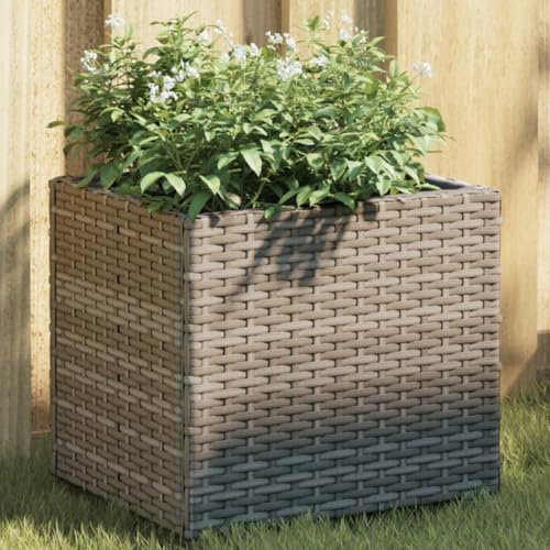 Sufrk Jardinières de jardin, 2 pièces, grises, 36 x 30 x 32 cm, en polyrotin, bac à plantes, résistant aux intempéries, parterre de fleurs pour la culture, herbes fruits légumes de fleurs