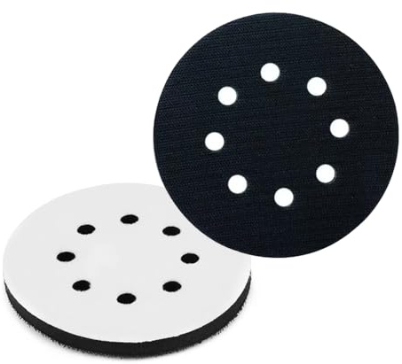 Schaumstoff-Schleifpads, 125 mm, weiche Schwamm-Schnittstelle, schwarz, 8 Löcher, Klettverschluss, weiche Polierpads für Exzenterschleifer, 2 Stück