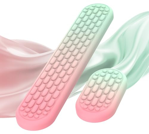 MoKo Poggiapolsi Ergonomico per Tastiera/Mouse con Schiuma di Memoria, Supporto per Polso della Tastiera per Alleviare Dolore della Battitura, per Lavoro/Ufficio/Gioco/Laptop, Gradiente Rosso Verde