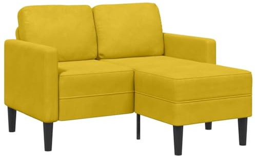 vidaXL 2-Sitzer-Sofa mit Chaiselongue L-Form Gelb 125 cm Samt, 2-Sitzer-Sofa für Schlafzimmer, Zweisitzer-Couch, 2-Sitzer-Sofa L-Form, Zweisitzer-Sofa