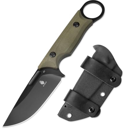 Kizer Cabox Couteau à Lame Fixe, Couteau de Camping à Lame Fixe en Acier D2 de 8,5 cm avec Manche G10 et Étui, Couteaux de Survie et de Camping 1048A3