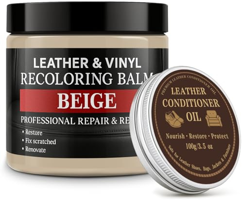 Laxmorph Läderfärgåterställare, läderåterfärgningsbalsam, repborttagare, läderfärg, läderfärg med läderbalsam, läderreparationssats för möbler soffor bilsätesskor, beige