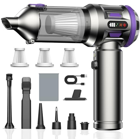 Kedifoai Aspirabriciole Senza Fili, 25000Pa Aspirapolvere Auto, Aspirapolvere Portatile con Motore Brushless, Batteria da 6000 mAh, Mini Aspirapolvere Con Display a LED, per Auto, Peli di Animali