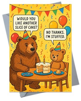 Funny Bear Birthday Card Cute Animal Cake Joke Card JBS90