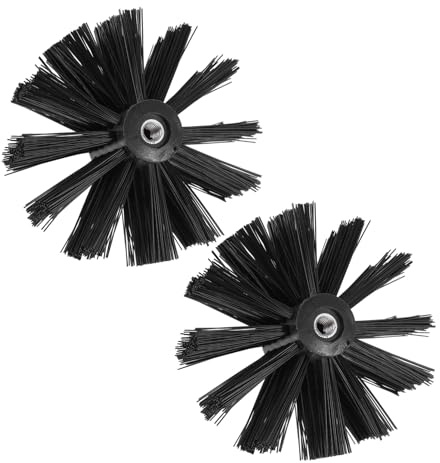 BESTYASH 2pcs Chimney Brush Heads for Dryer Vent Lint Removal Flexible Nylon Duct Cleaning Tools Compatible with Electric Drill Replacement Sweeping Brushes for Fireplace Flue and Dryer