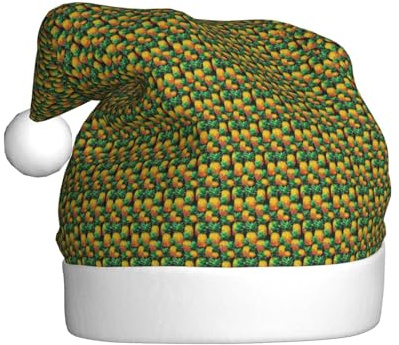 YANYU Tropical Fruit Pineapples Print Adult Christmas Hat Santa Hats For Xmas Party For Christmas Costume And Decorations