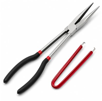 LZLINYJLONG 11-Inch Extra Long Needle Nose Pliers, Relay Fuse Puller Tools for Automotive Repair, Mechanics, Jewelry Making, Precision Electricals Work & DIY Crafts