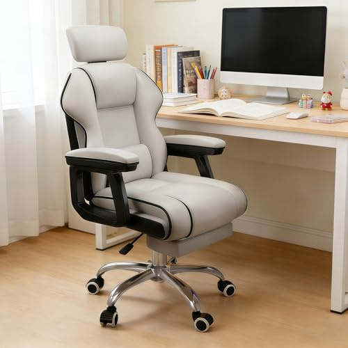 HDHNBA Silla ejecutiva de Oficina de Cuero con reposapiés, Silla Gaming con Respaldo Alto, Adecuada para oficinas, dormitorios y Estudios.