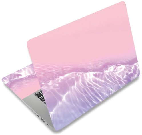 SUPERDANT 3 Piece Set Pink Beach Waterproof Laptop Decal 38x27cm Pvc Laptop Skin Sticker Cover Scratch Shield Freely Cut for Computer Surface 12 13 14 15 16 Inch