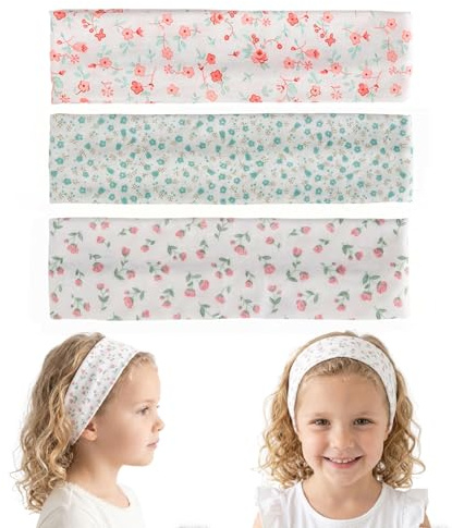 JOVYTH Girls' Headband（Floral Print）, Wide Leisure Headband - Breathable, Non-Slip & Comfortable to Wear - Ideal for School, Nursery, Playground & Everyday Use - 23.5 x 6 cm