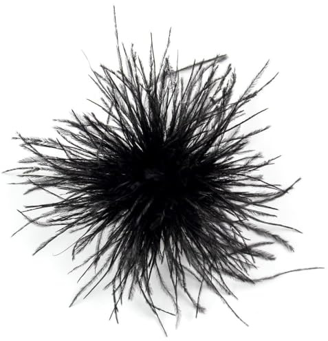 Broche de Plumas para Mujer, Broche de Flores de Plumas, Broches de Pompón Plumases, Broches Vintage de Plumases de Avestruz para Bodas, Bailes, Banquetes, Vestidos, Accesorios de Ropa (Negro)