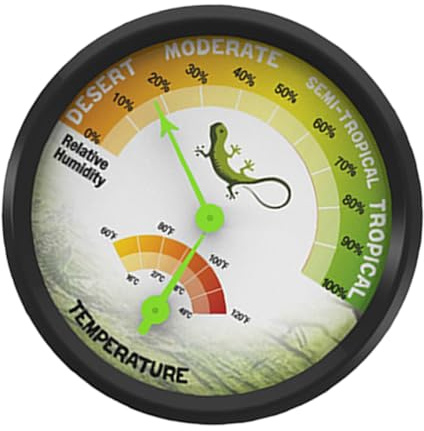 BESTOMZ Thermomètre Mécanique Précis pour Terrariums de Reptiles Hygromètre Intégré, sans Batterie, Matériaux Abs et Aluminium, pour Mesurer la Température les Boîtes à Animaux