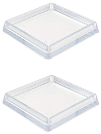 60x60mm Clear Furniture Cups, Pack of 4 Carpet Protectors for Square Furniture Legs, Made in Germany (See Second Image Before Ordering)