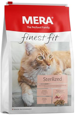 MERA Finest fit Sterilized, Katzenfutter trocken für sterilisierte oder kastrierte Katzen, Trockenfutter aus frischem Geflügel und Reis, fettarmes Futter ohne Zucker (4 kg)