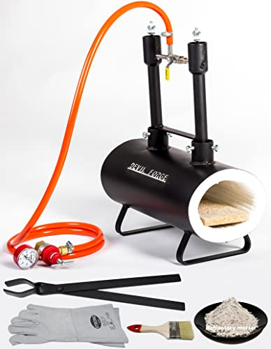 DEVIL-FORGE Gas Propane Forge DFSW2, 2 Burners DFP (160.000 BTU) use 1 or 2, Gas Ball Valve, Air Choke, Knife Making, Blacksmith, Farrier, 2500°F / 1370°C