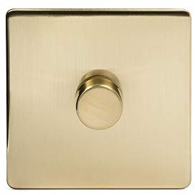 24k Brushed Brass Gold 2 Way Intelligent Trailing Dimmer Switch Screwless (1 Gang 2 Way)