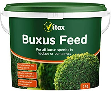 Vitax Buxus Feed, Suitable For Hedges & Containers, Extended Nitrogen Release, Promotes Healthy Growth: 5Kg Tub