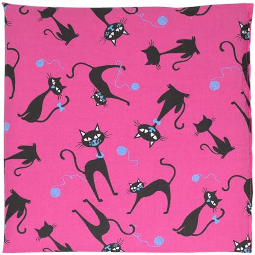 Bio-Dinkelkissen 24x24cm Katzen-pink. Kleines Körnerkissen als Wärmekissen und/oder Kühlkompresse