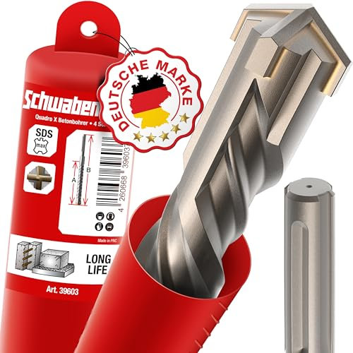 SCHWABENBACH ® SDS Max Bohrer 25mm x 680 x 800 - Betonbohrer - Präzises & schnelles Bohren in Beton - Premium Qualität mit Hartmetall Spitze - Steinbohrer Lang - Kein Einhaken in Armierungseisen