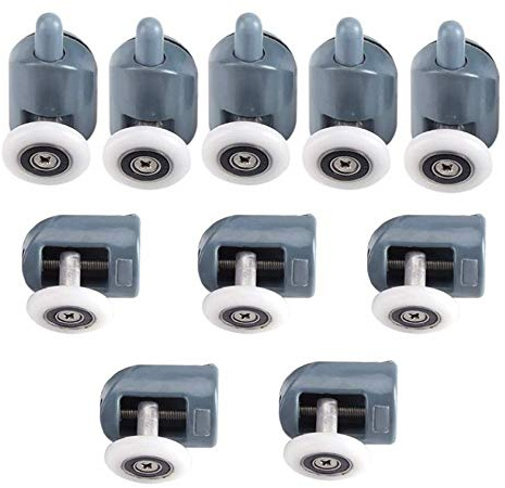 Xrten 10 Stück Schiebetür Rollen, 25mm Duschkabine Rollen, Anti-Rost Duschtürrollen, Glastürrolle Rollenführung Duschtür Ersatzteile für Badezimmertüren Glastür (Grau Single Wheel)