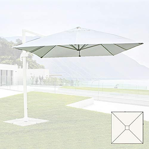 FP-TECH - COPERTURA TELO DI RICAMBIO 3X3 PER OMBRELLONE DA GIARDINO TOP AIR CAMINO 3 X 3 (Bianco)