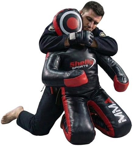 Shelly MMA Dummies Brazilian GIU Gitsu Grappling Dummy Boxsack – ungefüllt (schwarz – Syn Leder, 177,8 cm)