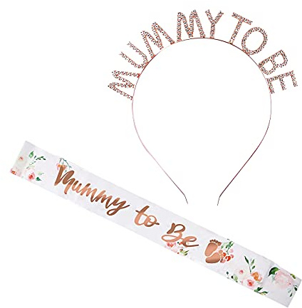 Karjiaja Floral Mummy To Be Sash Mum To Be Sash And Tiara Rhinestone Crown Headband Baby Shower Sash Party Decoration Baby Shower Mummy To Be Sash For Mum