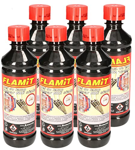KOTARBAU® Lot de 6 flacons de pétrole pour lampes à huile 500 ml d'huile pour torches de jardin (contre les moustiques)