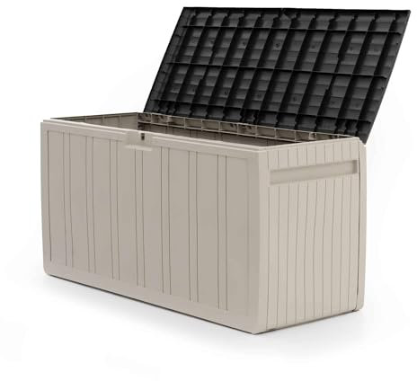 Gardiun Baule portaoggetti realizzato in resina Top 117 x 45,5 x 57,50 cm 270 L Montaggio a clic con sistema di chiusura design bicolore