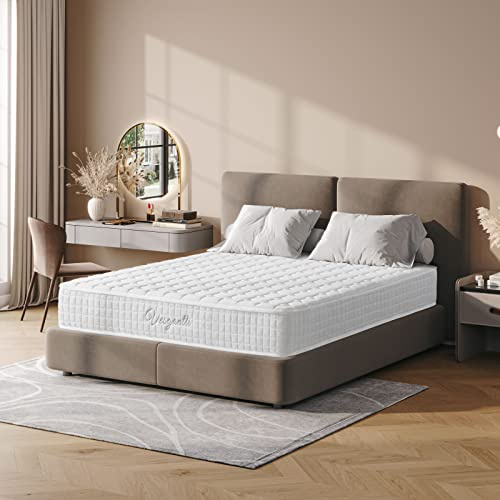 Vesgantti Matelas 150x200cm, 24cm Épaisseur, Matelas à Ressorts ensachés Indépendant, Confort 7 Zones de dureté H3, Soutien Parfait, Respirant, Oeko-tex (Blanc, Tight Top)