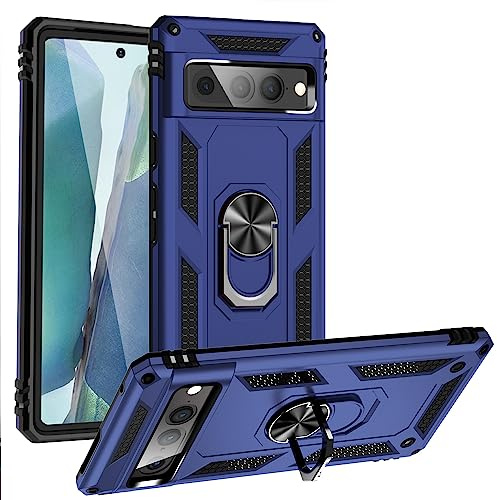 Fetrim Hülle für Google Pixel 7 PRO, stoßfest Schutzhülle mit Drehring Ständer für Google Pixel 7 PRO Navy Blau