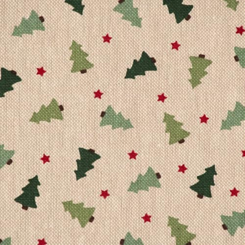 SCHÖNER LEBEN. Weihnachtsstoff Dekostoff Halbpanama Leinenlook Tanne Natur grün 1,40m