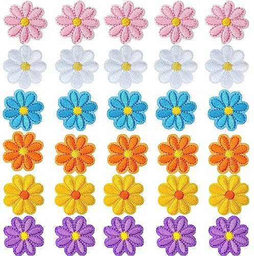 30 Stück Gänseblümchen Blume Patch Gänseblümchen-Blumen Bestickte Patches Dekorativ Bestickt Patches zum Aufbügeln Bügelflicken Aufnäher Aufnäher Patches für DIY Patch für Jeans, Jacken Rucksäcke