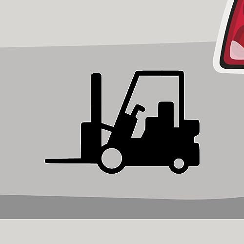 Gabelstapler Aufkleber Flurförderzeug Sticker Heben Job Auto Bike Decal Vinyl Aufkleber Größe: 28x18,5cm (XL) | Farbe: 21-Neongelb | Flurförderzeug Sticker Kleber Deko Tuning Auto-Folie